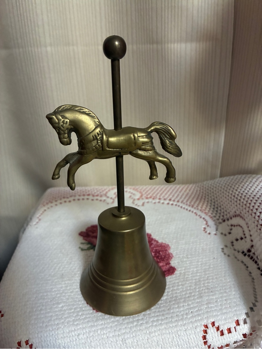 Vintage Brass Bell Carousel Horse Merry Go Round 6.25”